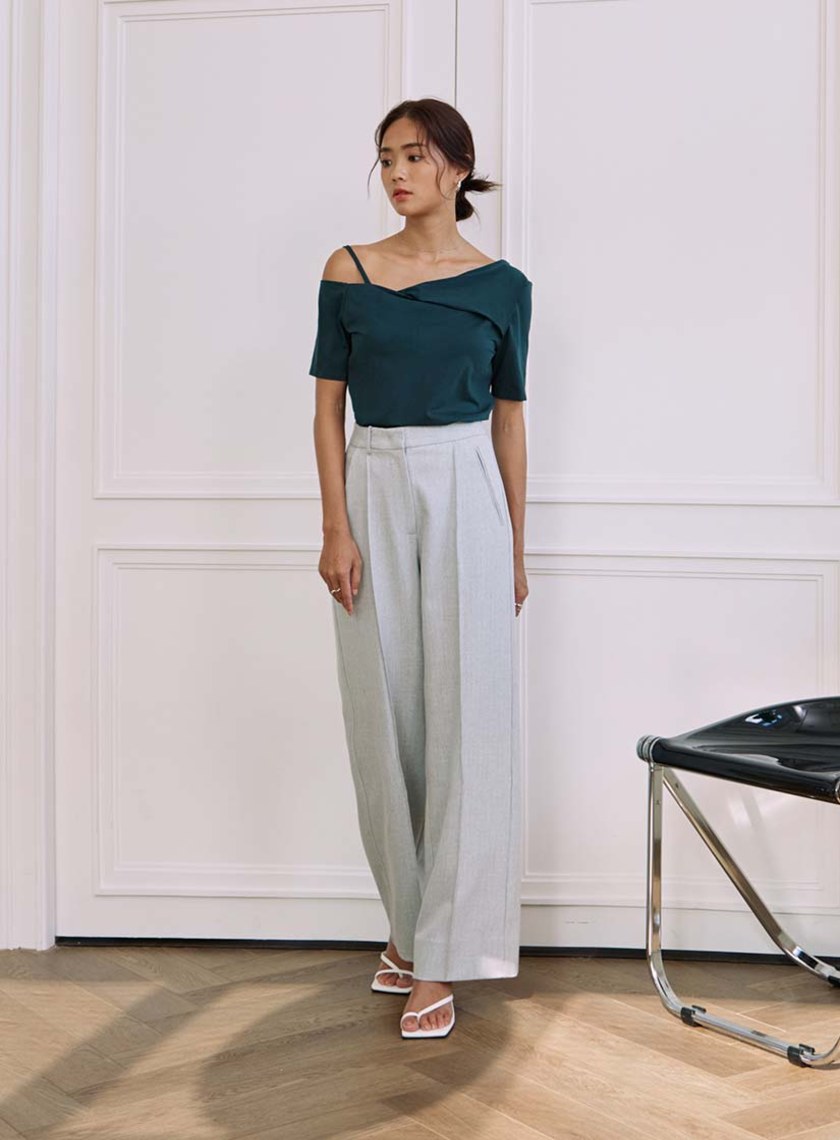 不對稱斜領單肩帶BRA上衣